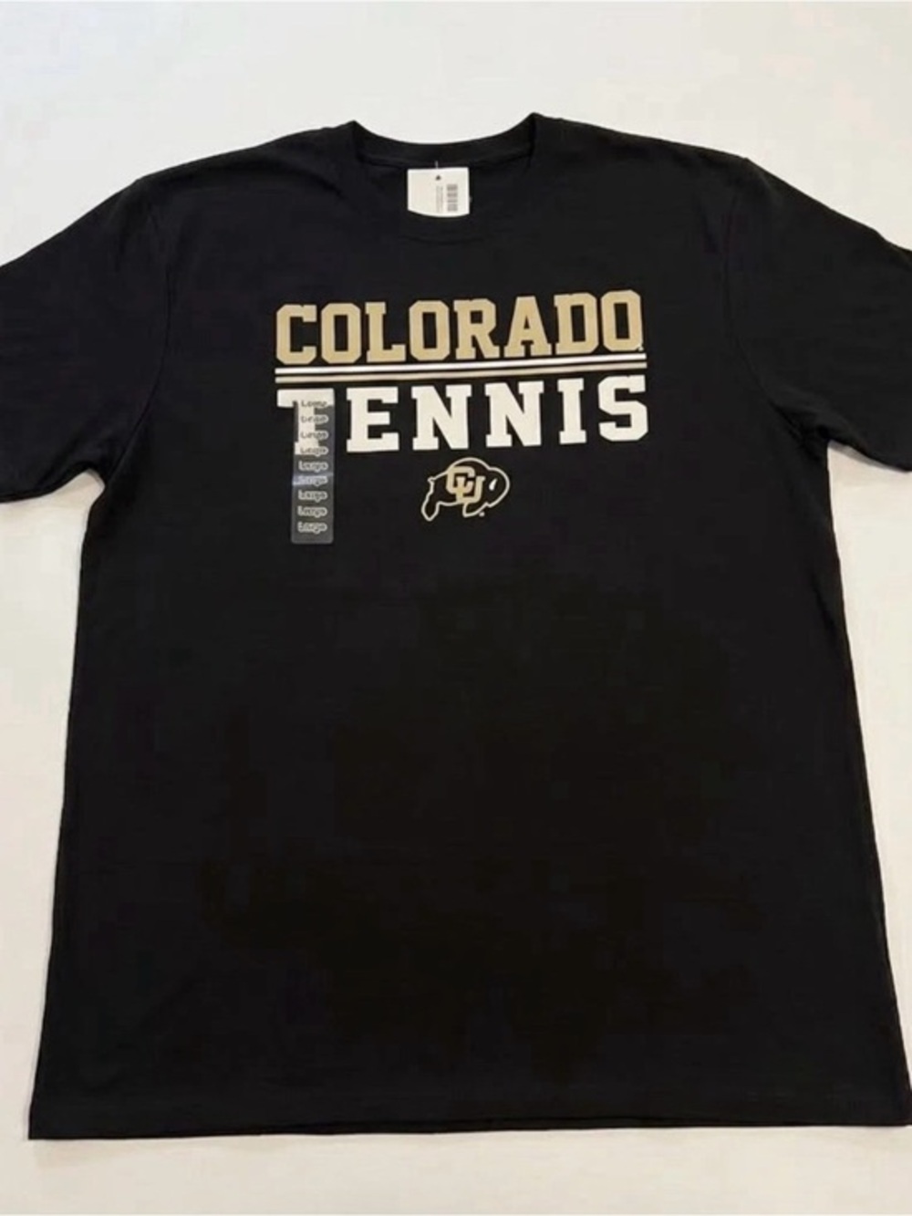 Colorado Buffaloes Tennis T-Shirt Black NCAA College CU Arch Logo Adult New Lrg